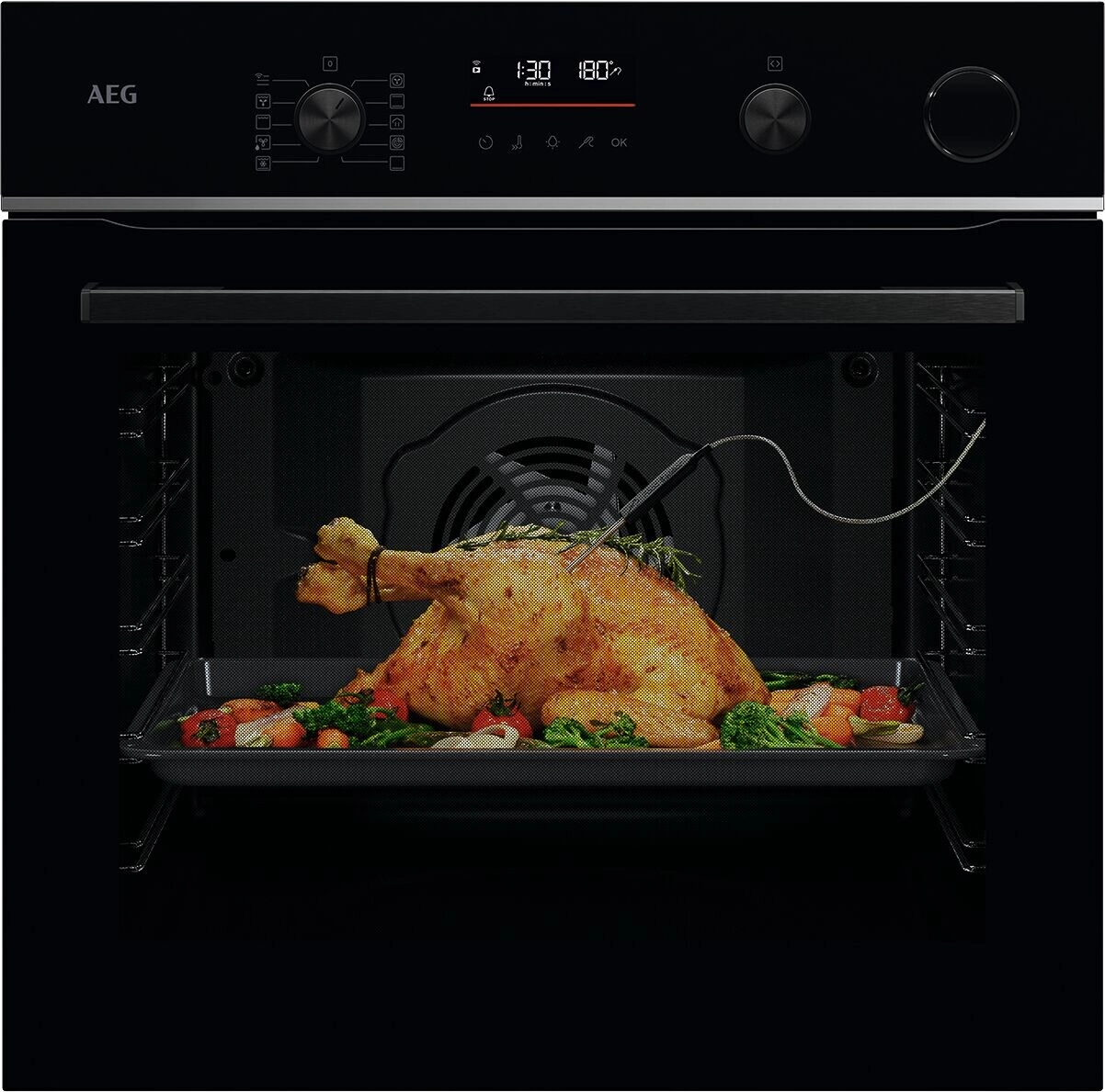 AEG 6000 SenseCook® mit SteamCrisp® / Backofen mit Dampfunterstützung / WLAN-fähig / Pyrolytische Selbstreinigung / Schwarz TR6PB51ZSB