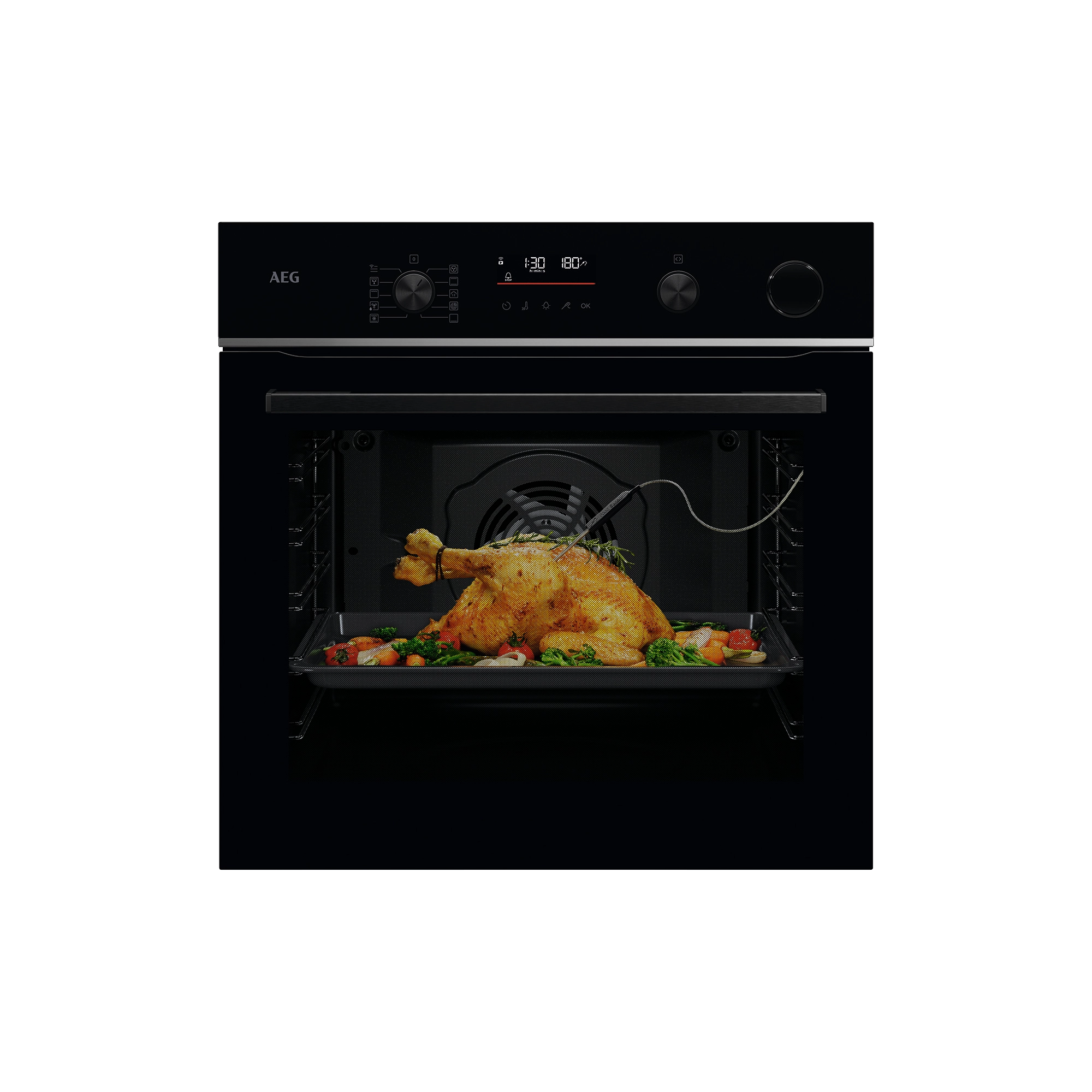 AEG 6000 SenseCook® mit SteamCrisp® / Backofen mit Dampfunterstützung / WLAN-fähig / Pyrolytische Selbstreinigung / Schwarz TR6PB51ZSB