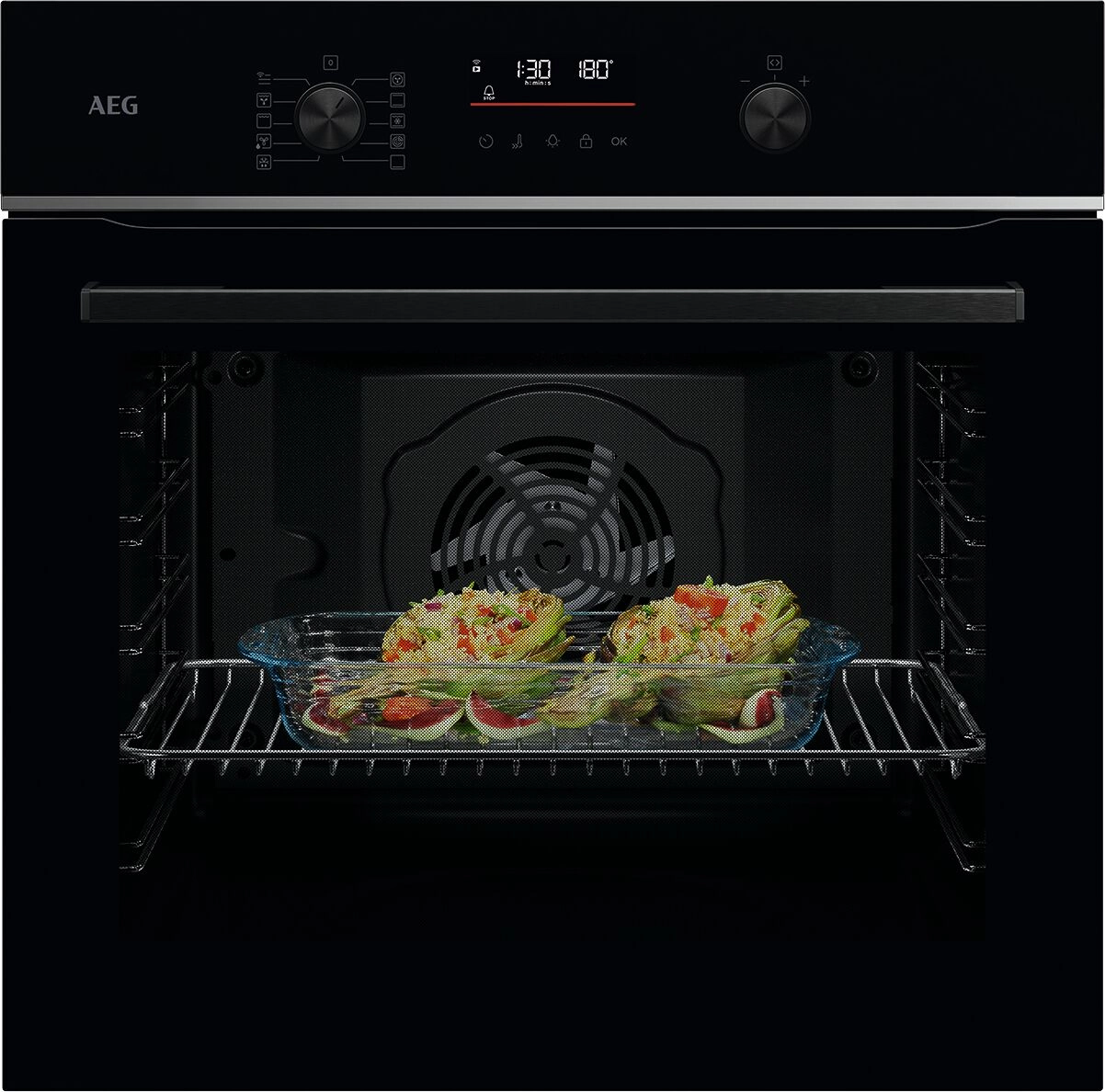 AEG 5000 SurroundCook® / Einbaubackofen / WLAN-fähig / Pyrolytische Selbstreinigung / Schwarz TU5PB40ZSB