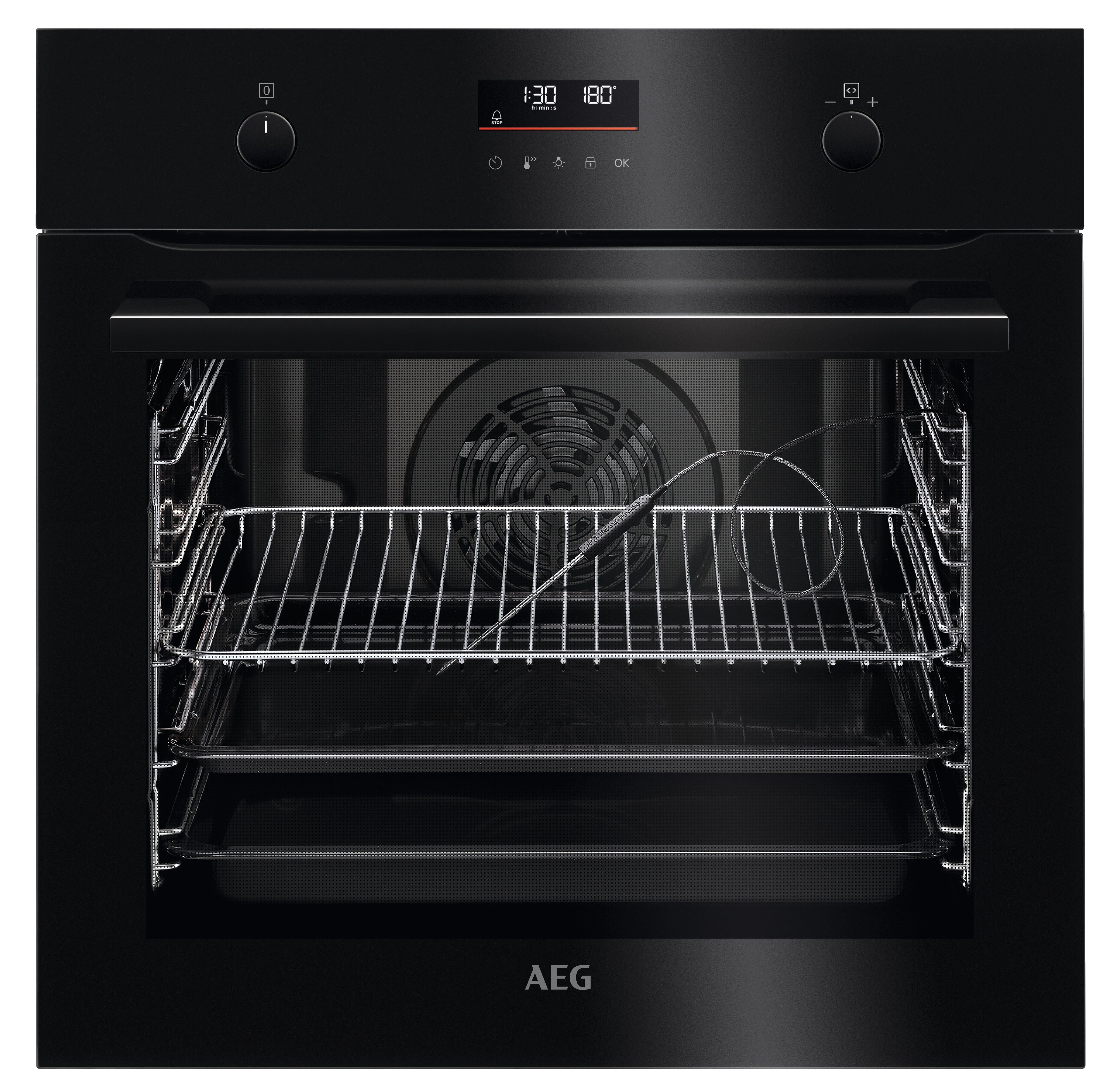 AEG 6000 SteamBake® / Backofen mit Feuchtigkeitszugabe / Pyrolytische Selbstreinigung / Schwarz B55PV2161B