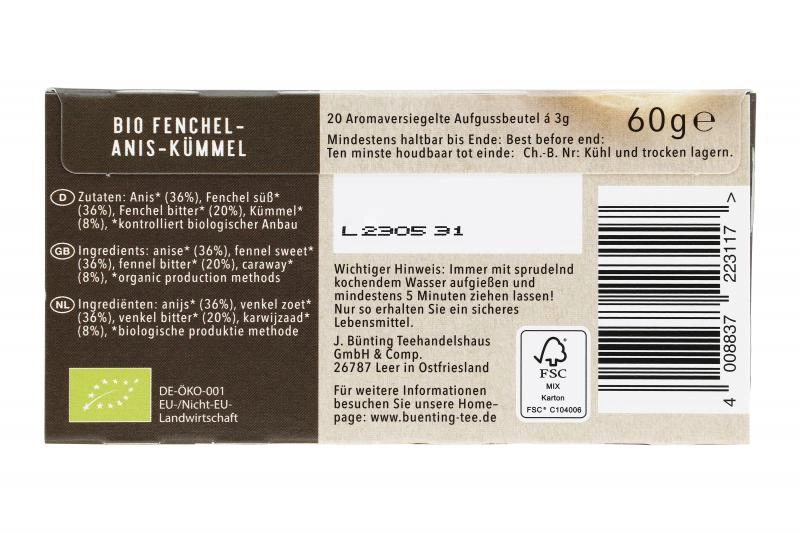 Bünting Tee Bio Fenchel-Anis-Kümmel