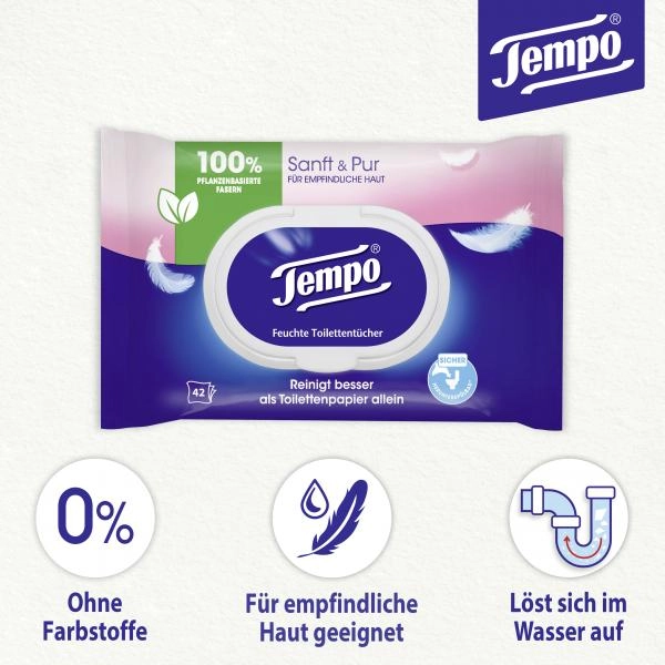 Tempo Feuchte Toilettentücher sanft & pur