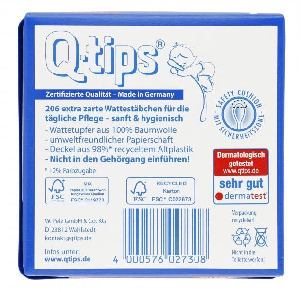 Pelz Q-Tips Pflegestäbchen mit Papierschaft