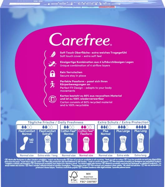 Carefree Cotton Feel Flexiform Slipeinlagen ohne Duft