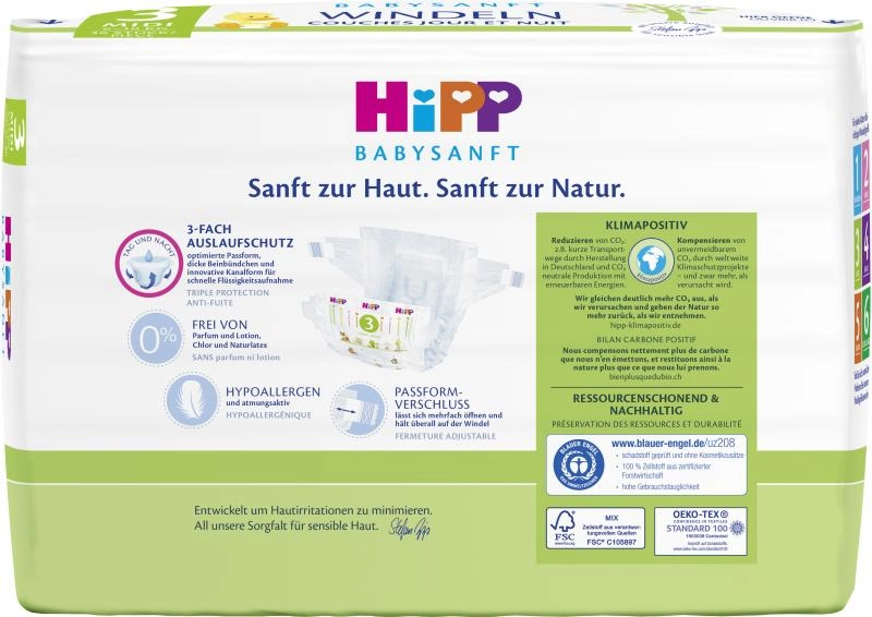 Hipp Babysanft Extra Weiche Windeln Baby Größe 3 - Midi 6-10kg