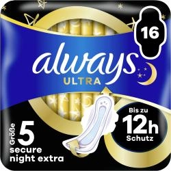 Always Ultra Secure Night Extra Binde mit Flügeln Rundum-Schutz