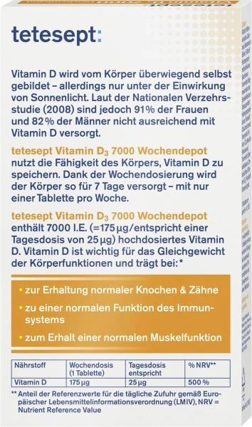 Tetesept Vitamin D3 7000 Wochendepot