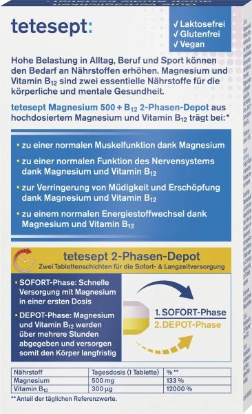 Tetesept Magnesium 500 + B12 Forte