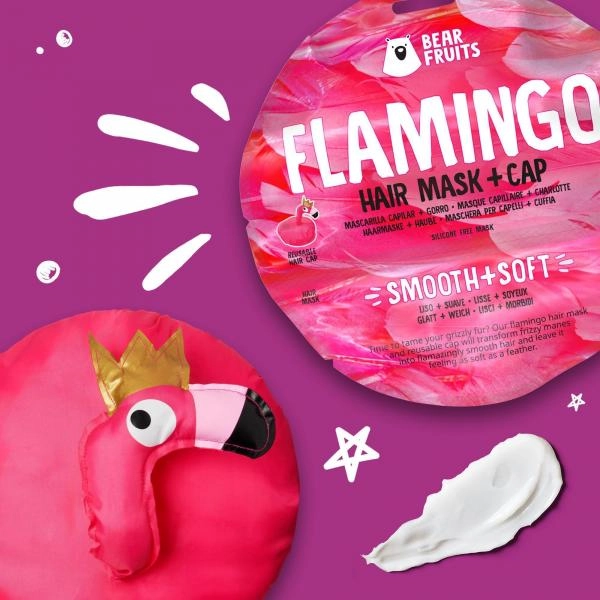 Bear Fruits Flamingo Glatt + Weich Haarmaske mit Haube