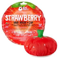 Bear Fruits Strawberry Entwirren + Glanz Haarmaske mit Haube