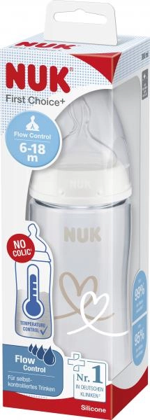 Nuk First Choice+ Babyflasche mit Temperature Control Anzeige Silikonsauger 6-18 Monate