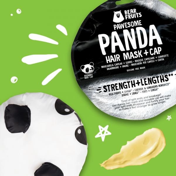 Bear Fruits Bamboo Panda Stärke + Länge Haarmaske mit Haube