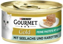 Purina Gourmet Gold Feine Pastete mit Gemüse mit Seelachs & Karotten