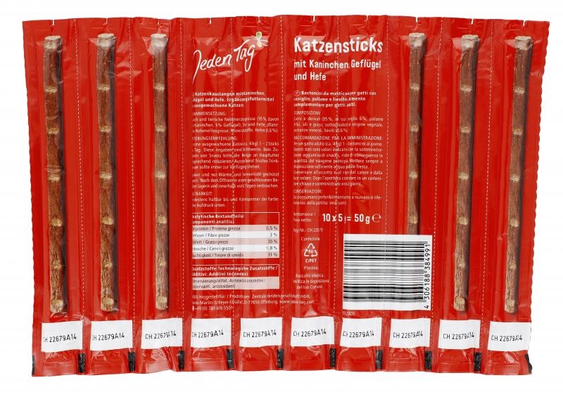 Jeden Tag Katzensticks Kaninchen Geflügel & Hefe