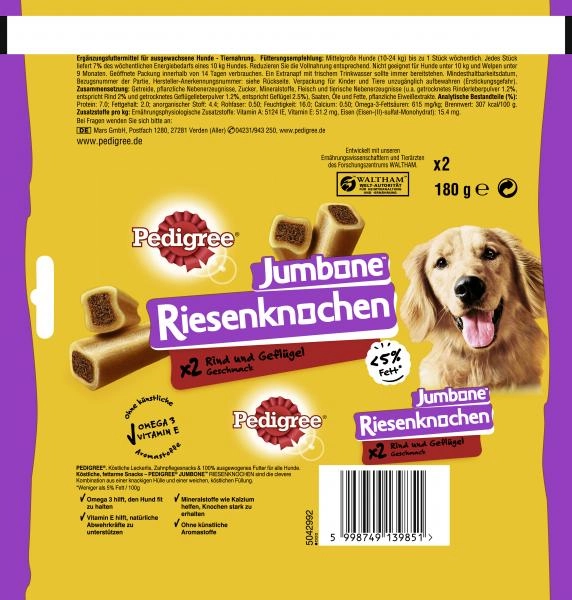 Pedigree Jumbone Riesenknochen Geflügel und Rind