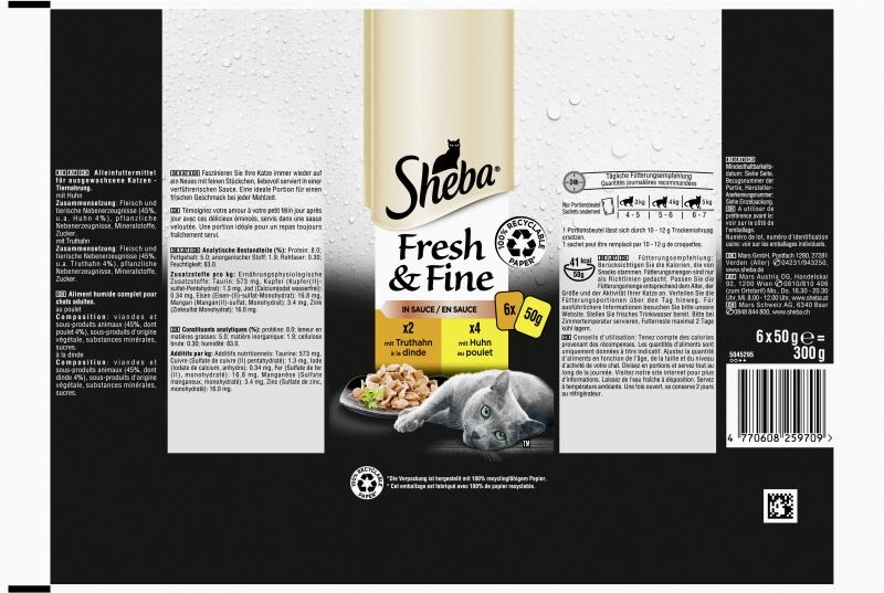 Sheba Fresh & Fine in Sauce mit Huhn und mit Truthahn