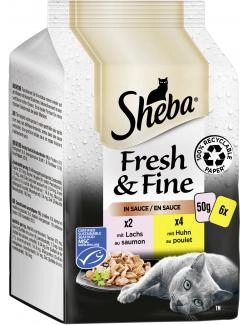 Sheba Fresh & Fine in Sauce mit Huhn und mit Lachs