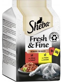 Sheba Fresh & Fine in Sauce mit Rind und mit Huhn