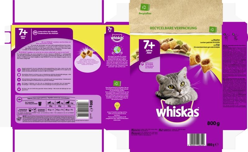 Whiskas 7+ lecker gefüllte Knackkits mit Huhn