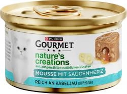 Purina Gourmet Nature's creations Mousse mit Saucenherz reich an Kabeljau mit Pastinake