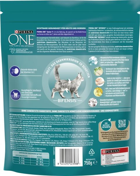 Purina One Bifensis Senior 7+ Reich an Huhn und Vollkorn-Getreide