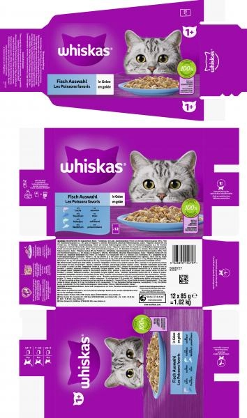 Whiskas 1+ Fisch Auswahl in Gelee