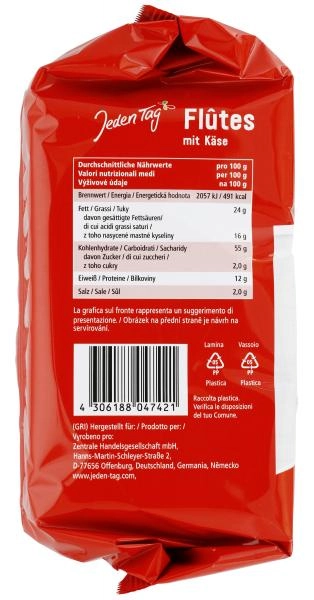 Jeden Tag Flûtes Hefegebäckstangen mit Käse