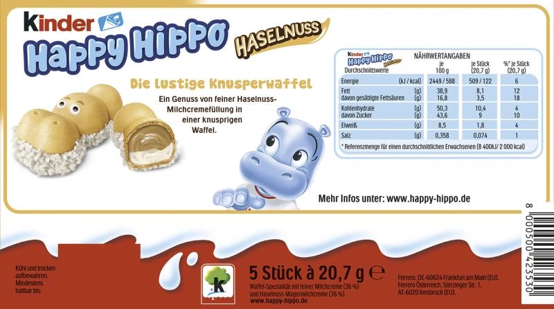 Kinder Happy Hippo Haselnuss