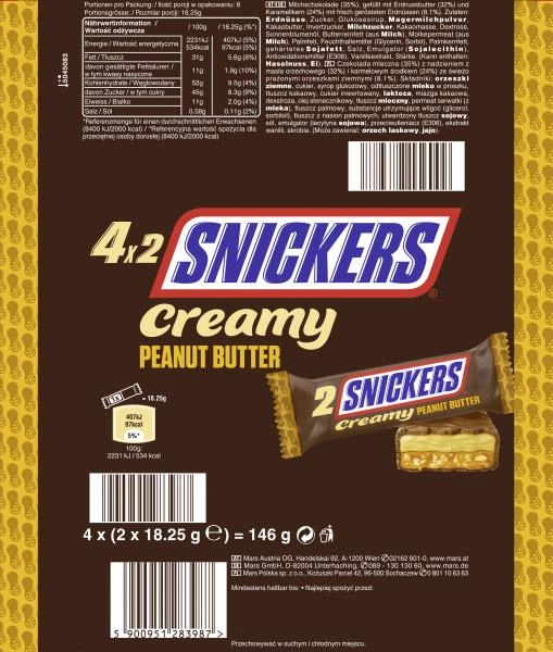 Snickers Creamy Peanut Butter Schokoriegel Multipack