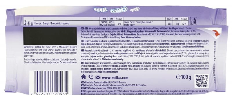 Milka Tafel Oreo White