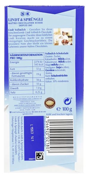 Lindt Maitre Chocolatier Vollmilch