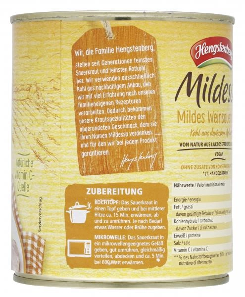 Hengstenberg Mildessa Weinsauerkraut mild