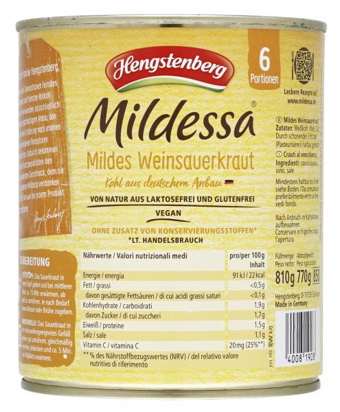 Hengstenberg Mildessa Weinsauerkraut mild