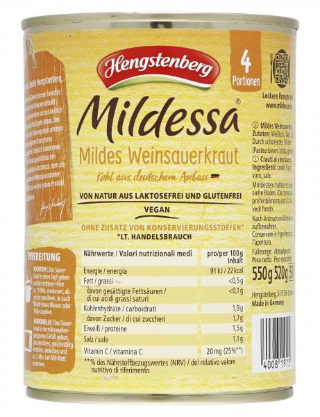 Hengstenberg Mildessa Weinsauerkraut mild