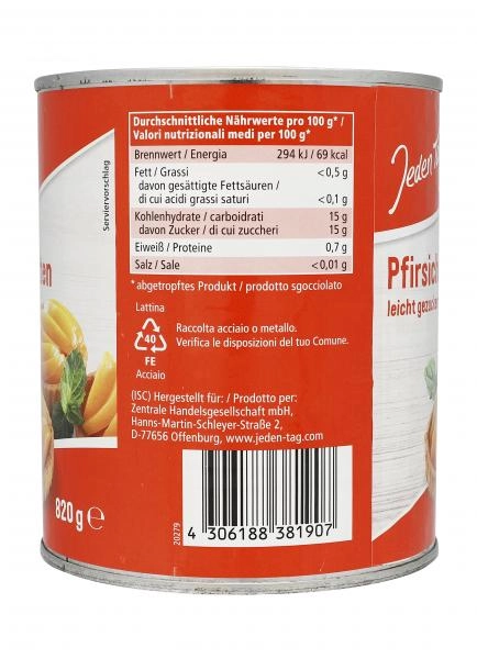 Jeden Tag Pfirsichspalten leicht gezuckert