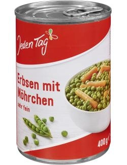 Jeden Tag Erbsen mit Möhrchen sehr fein