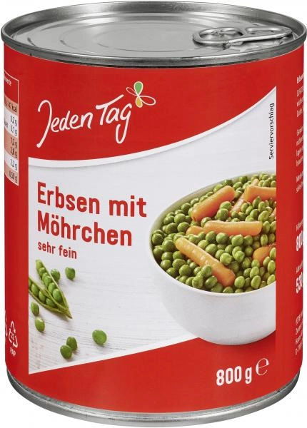 Jeden Tag Erbsen mit Möhren sehr fein