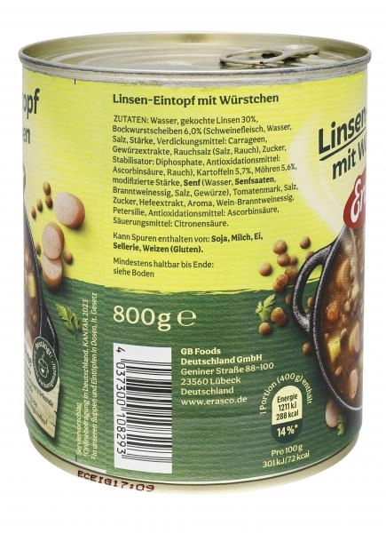 Erasco Linsen-Eintopf mit Würstchen