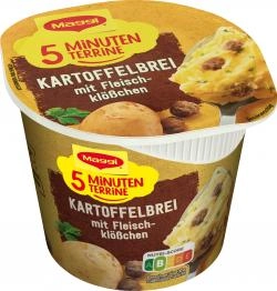 Maggi 5 Minuten Terrine Kartoffelbrei mit Fleischklößchen