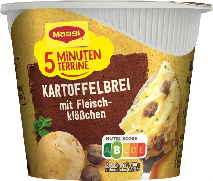 Maggi 5 Minuten Terrine Kartoffelbrei mit Fleischklößchen