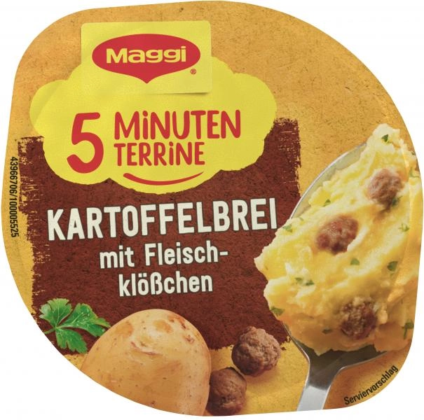 Maggi 5 Minuten Terrine Kartoffelbrei mit Fleischklößchen