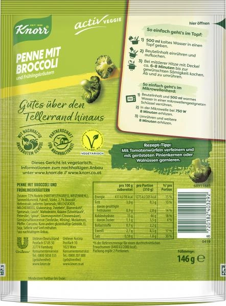 Knorr Activ Veggie Penne mit Broccoli