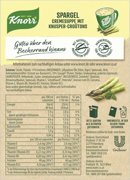 Knorr Spargel Cremesuppe mit Knusper-Croûtons