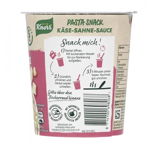 Knorr Pasta Snack Käse-Sahne-Sauce