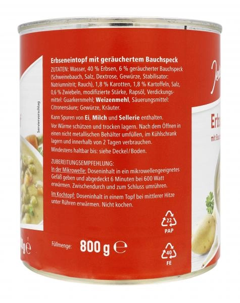 Jeden Tag Erbseneintopf mit Bauchspeck