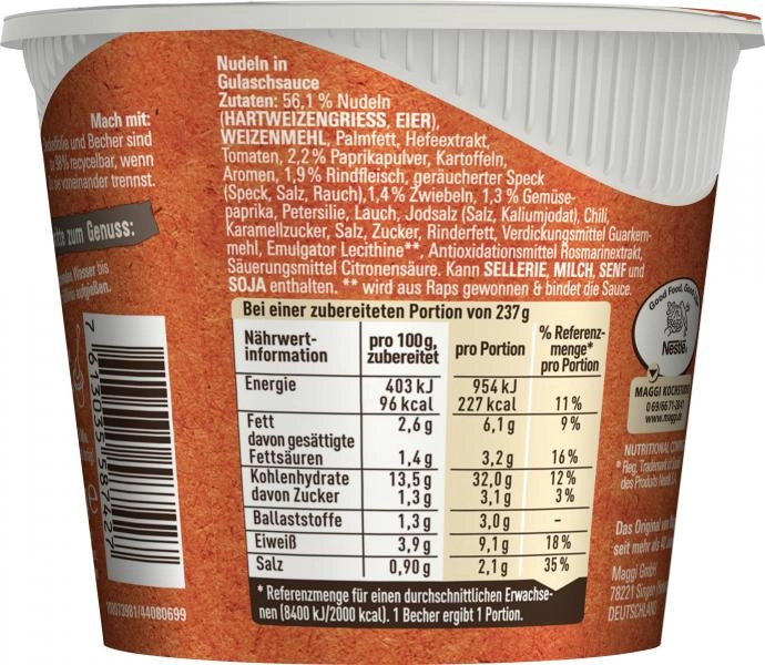 Maggi 5 Minuten Terrine Gulasch Topf ungarischer Art