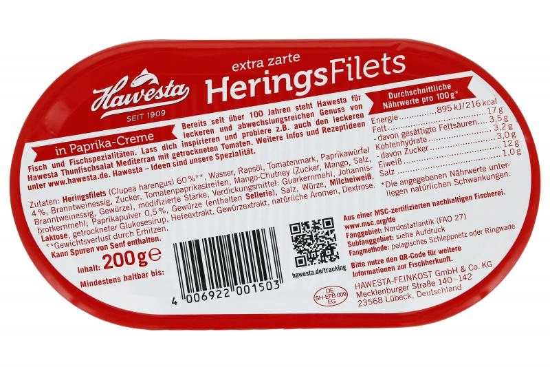 Hawesta Heringsfilets in Paprika-Creme