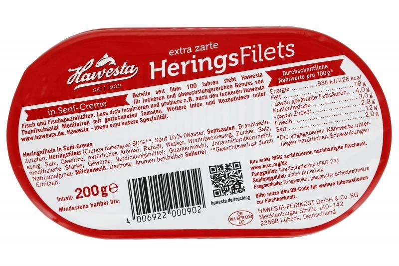 Hawesta Heringsfilets in Senf-Creme