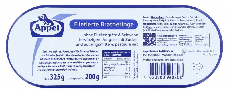 Appel Bratheringe filetiert