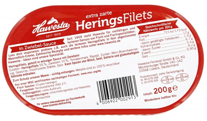 Hawesta Heringsfilet in Zwiebel-Sauce